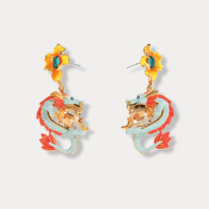 Zodiac Dragon Wintersweet Earrings