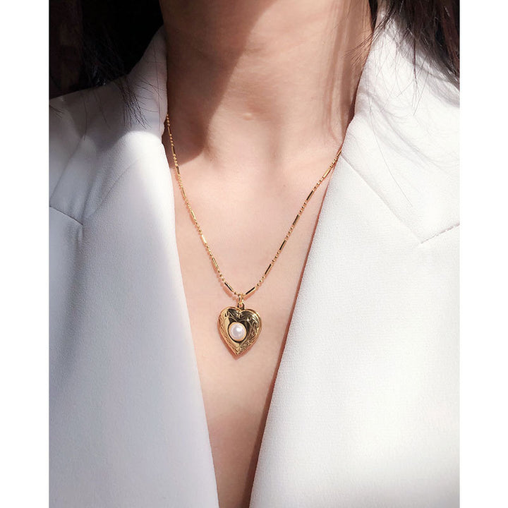 Gold Heart Locket Necklace