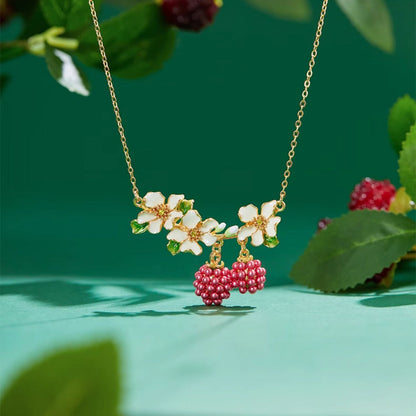 Raspberry Flower Necklace