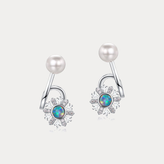 Opal Snowflake Pearl Earrings