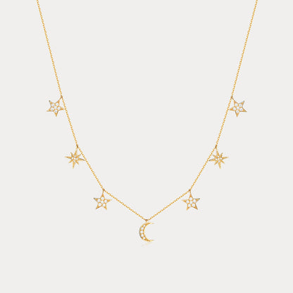 Moon and Star Charm Necklace