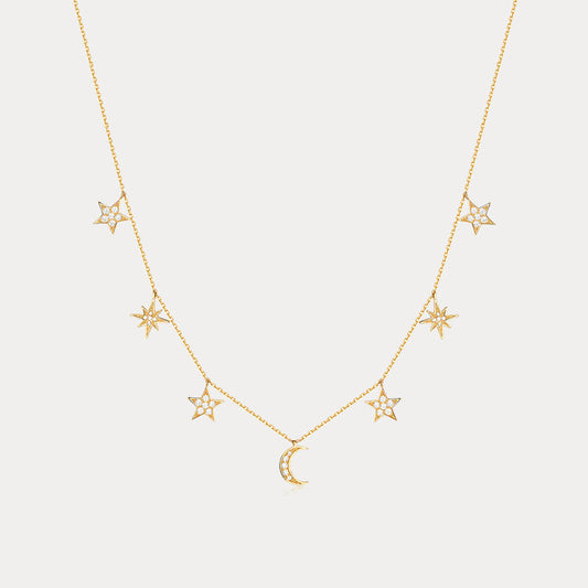 Moon and Star Charm Necklace