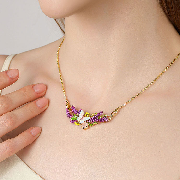 Lavender Butterfly Necklace