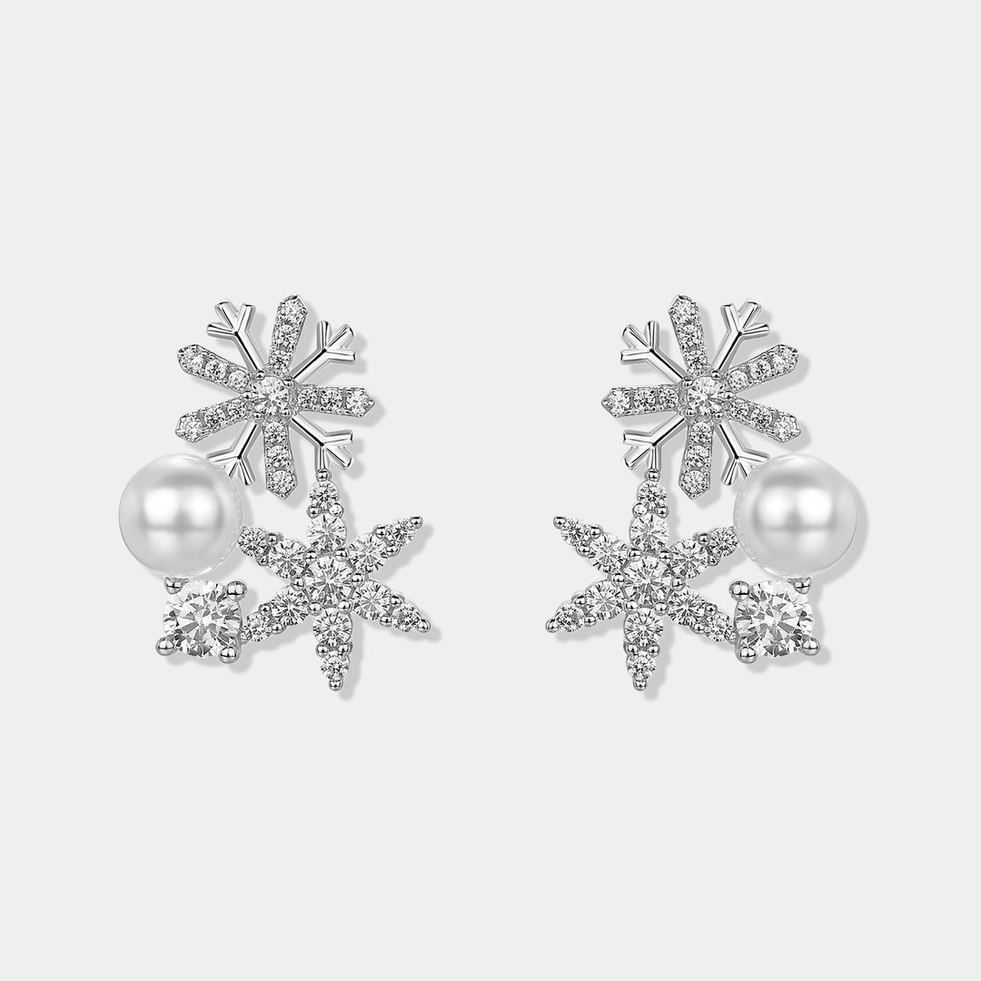 Snowflake Pearl Earrings