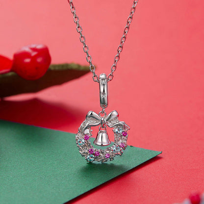 Christmas Bell Wreath Necklace