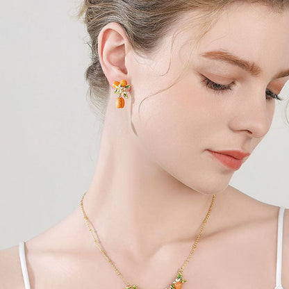 Golden Apricot Flower Earrings