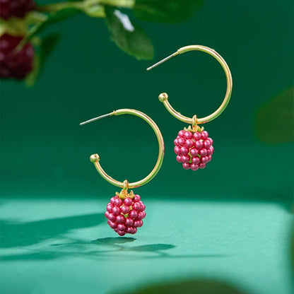 Raspberry Hoop Earrings