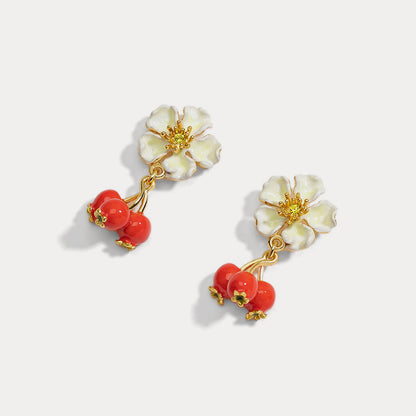 Cranberry Flower Earrings