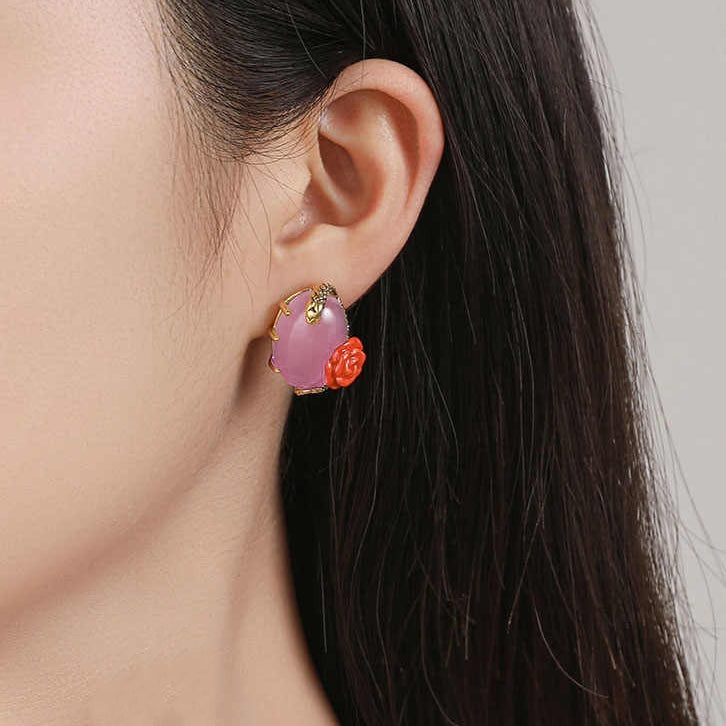 Rose Snake Earrings