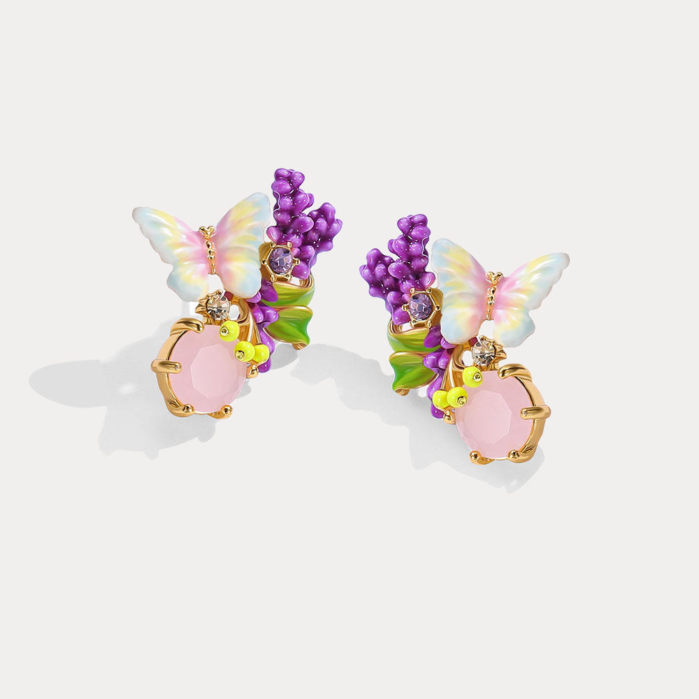 Lavender Butterfly Stud Earrings