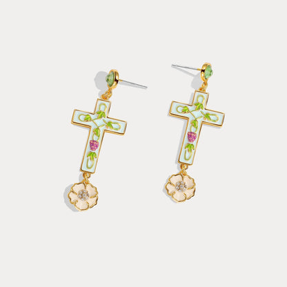 Grape Cross Earrings