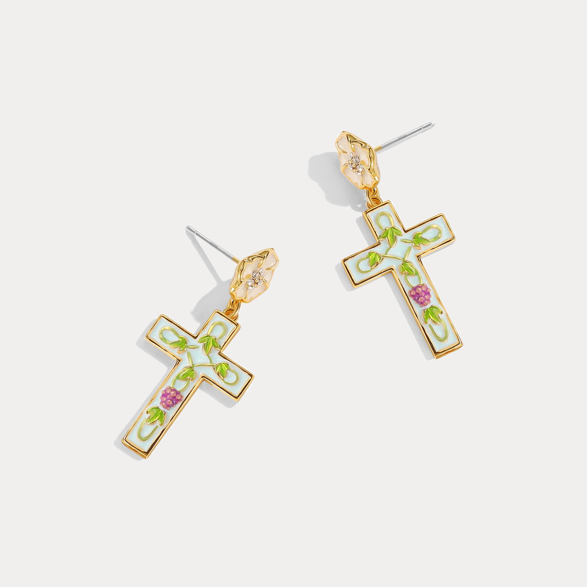 Grape Cross Earrings