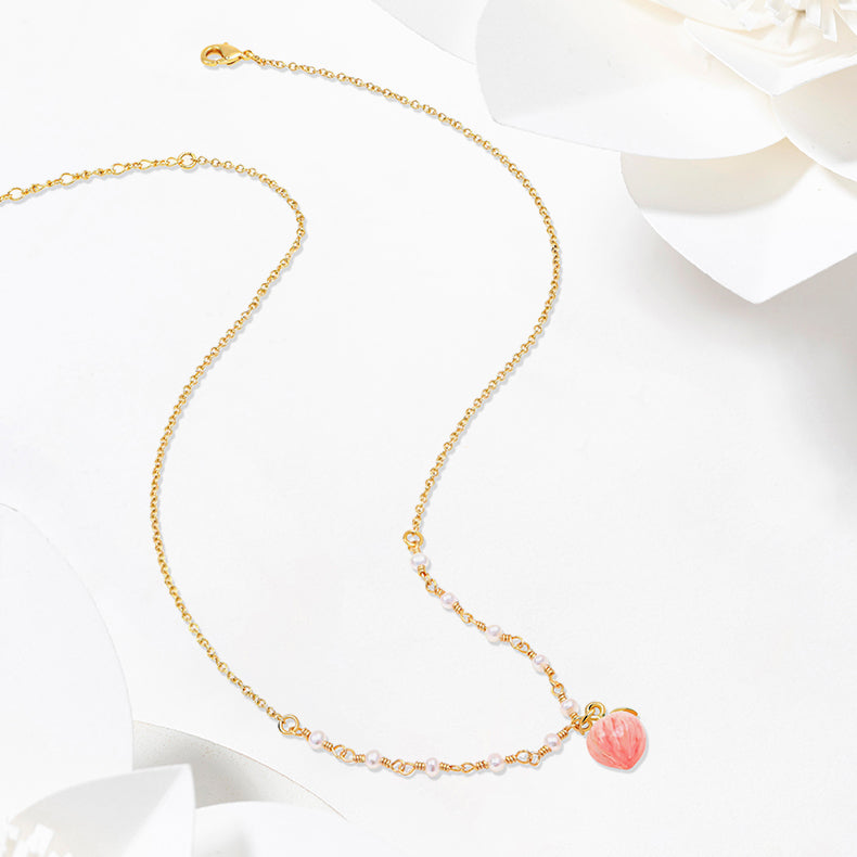 Peach Necklace With Pearl