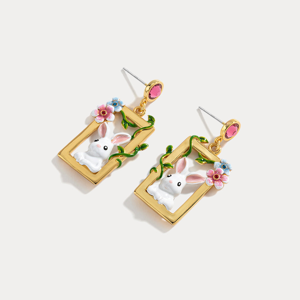 Blossom Bunny Pendant Earrings