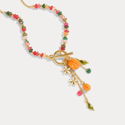 Colorful Beaded Golden Apricot Necklace