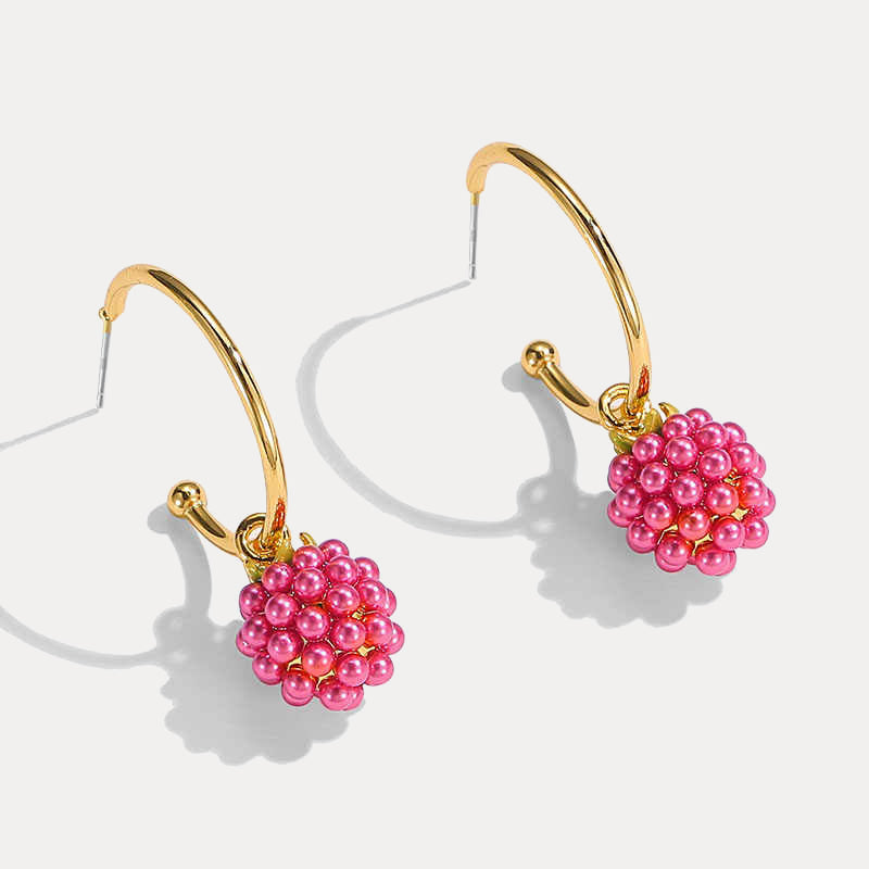 Raspberry Hoop Earrings