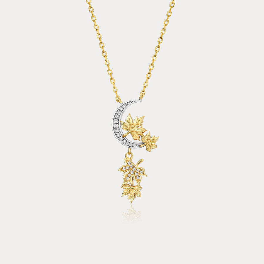 Maple Leaves Moon Necklace