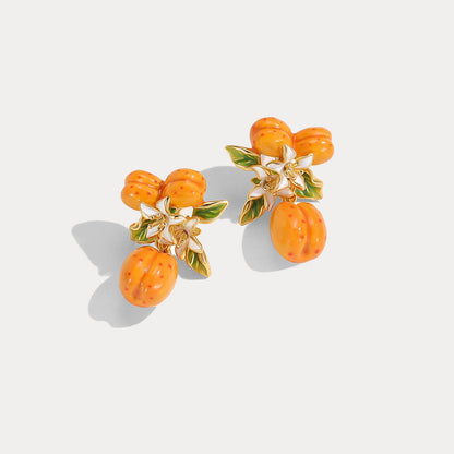 Golden Apricot Flower Earrings