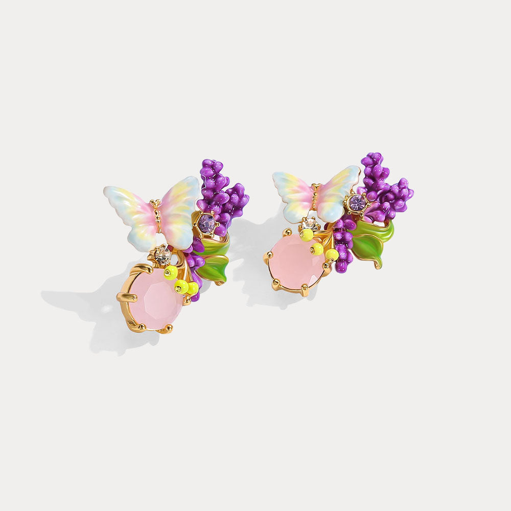 Lavender Butterfly Stud Earrings