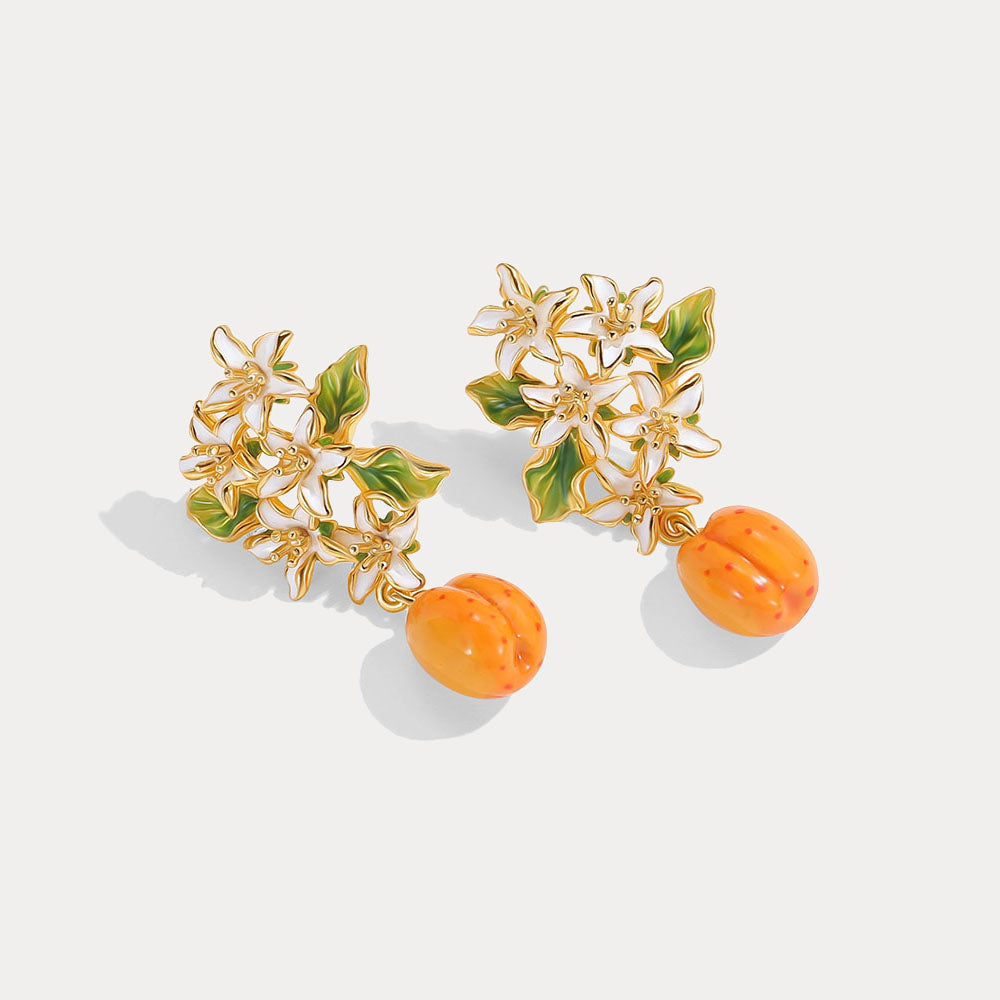 Golden Apricot Blossom Earrings