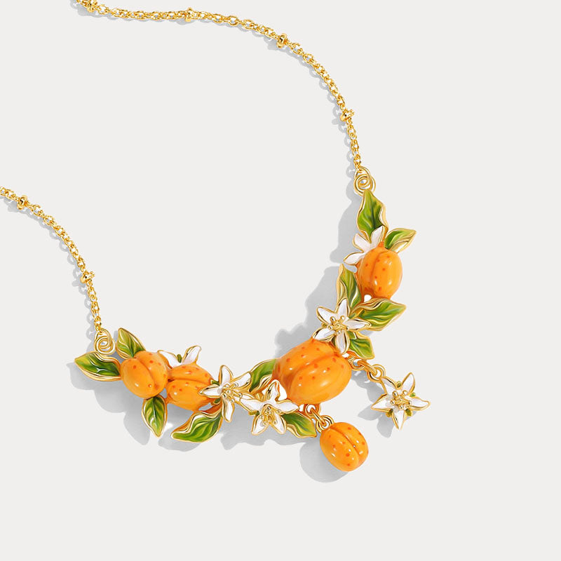 Golden Apricot Flower Necklace