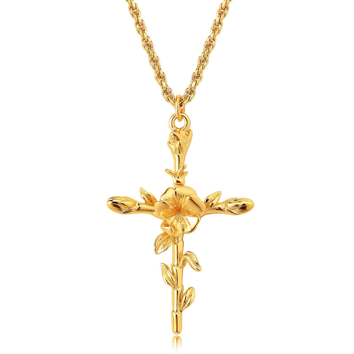 Floral Cross Pendant Neckalce