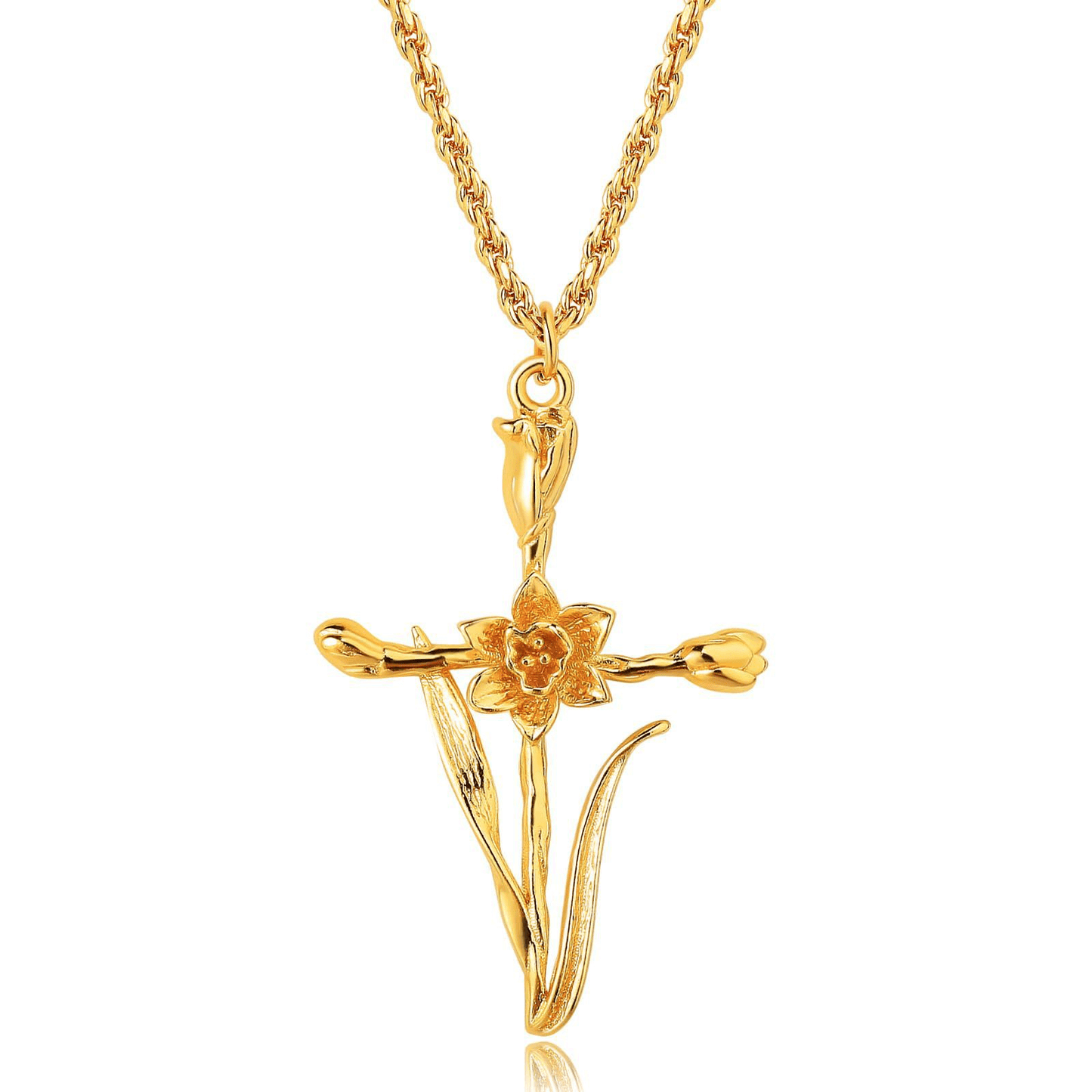 Floral Cross Pendant Neckalce