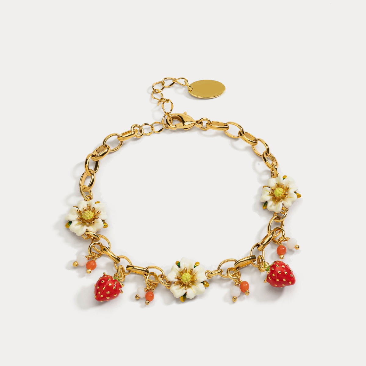 Strawberry Bracelet With Flower