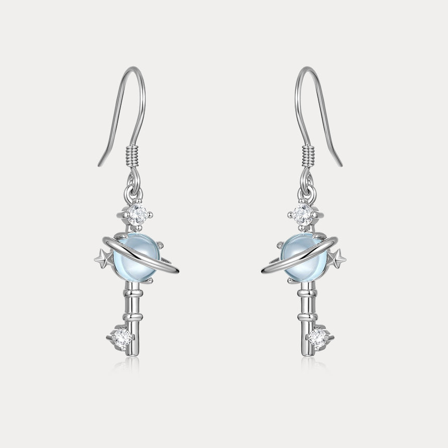 Saturn Halo Topaz Earrings