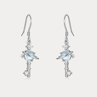 Saturn Halo Topaz Earrings