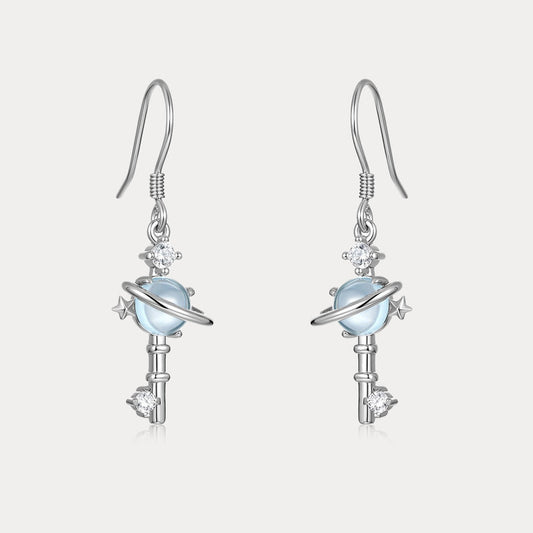 Saturn Halo Topaz Earrings