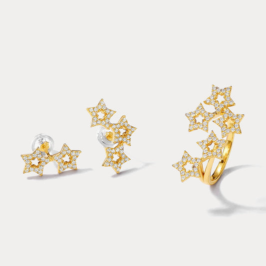 Gold Star Mismatched Earrings