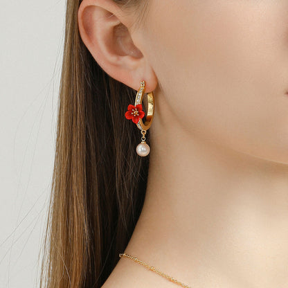 Begonia Flower Hoops Earrings