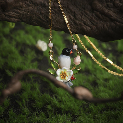 Magpie & Flower Necklace