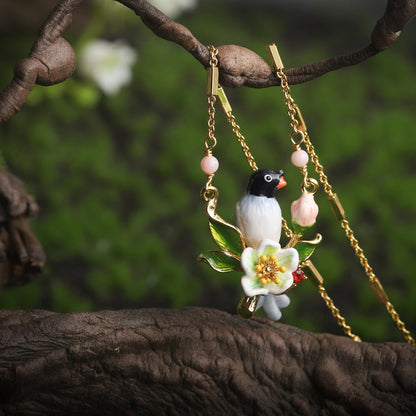 Magpie & Flower Necklace