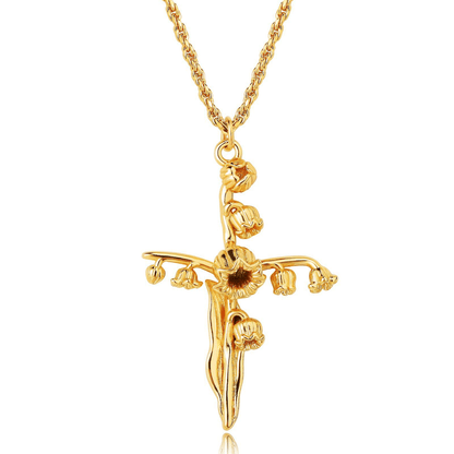 Floral Cross Pendant Neckalce