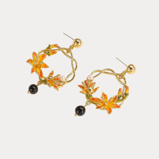 Blackberry Lily Hoop Earrings