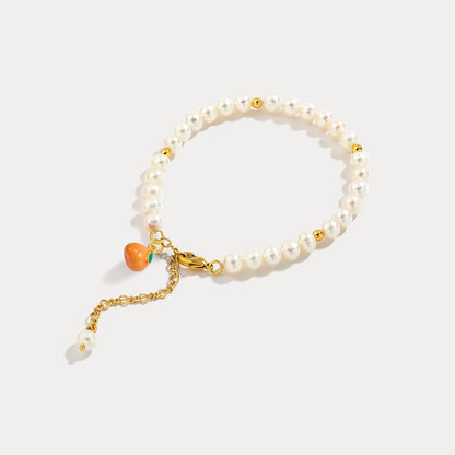 Orange Bracelet With Pearl