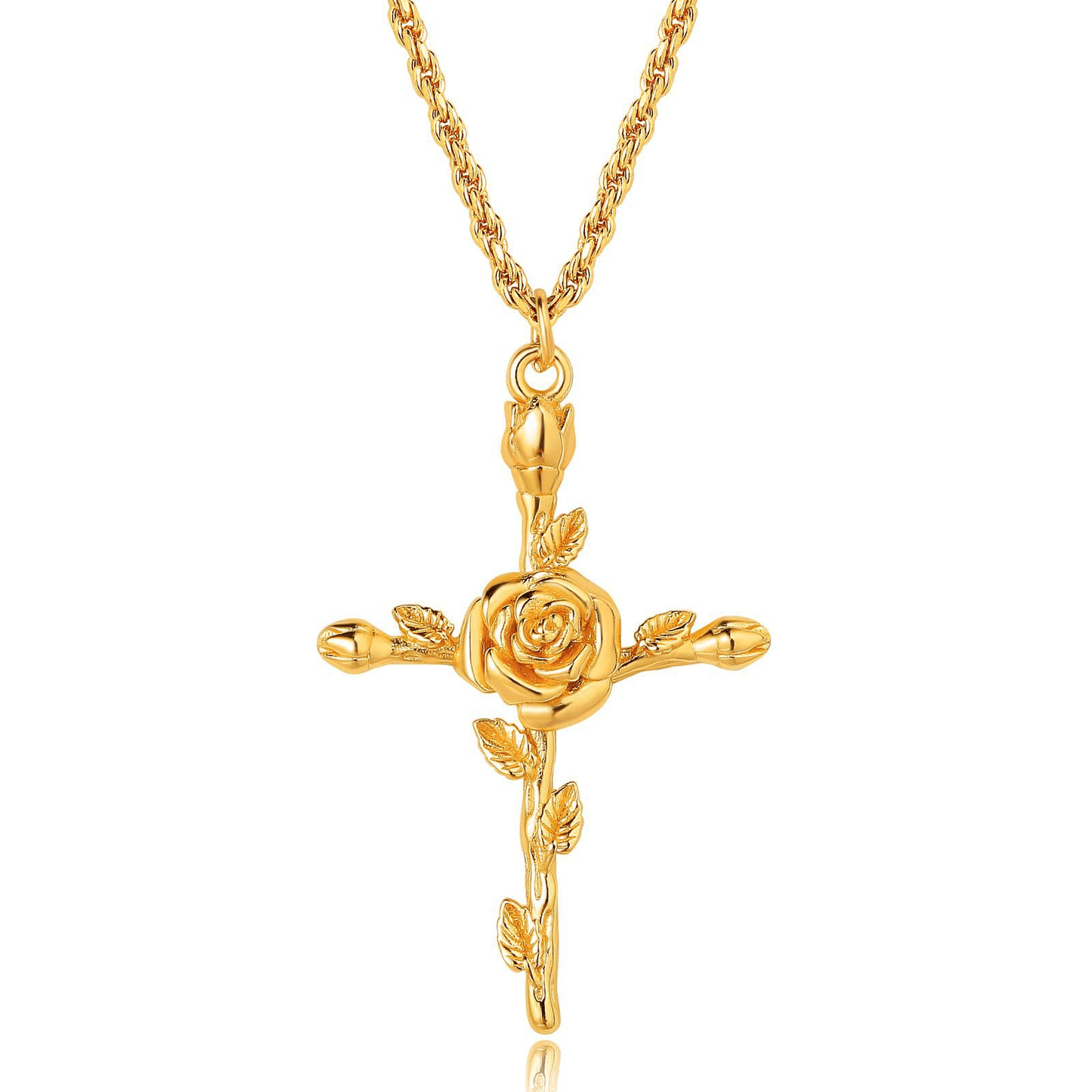 Floral Cross Pendant Neckalce