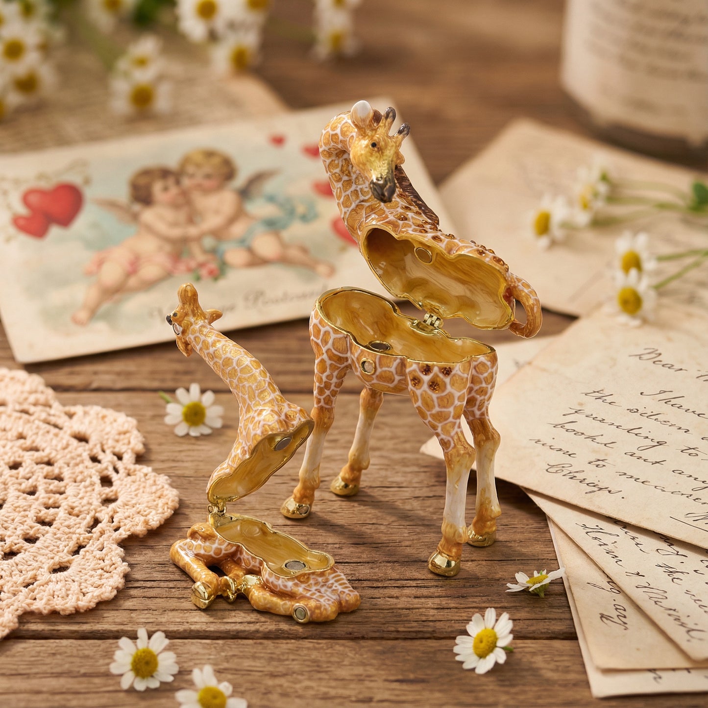 Mother & Baby Giraffe Trinket Box