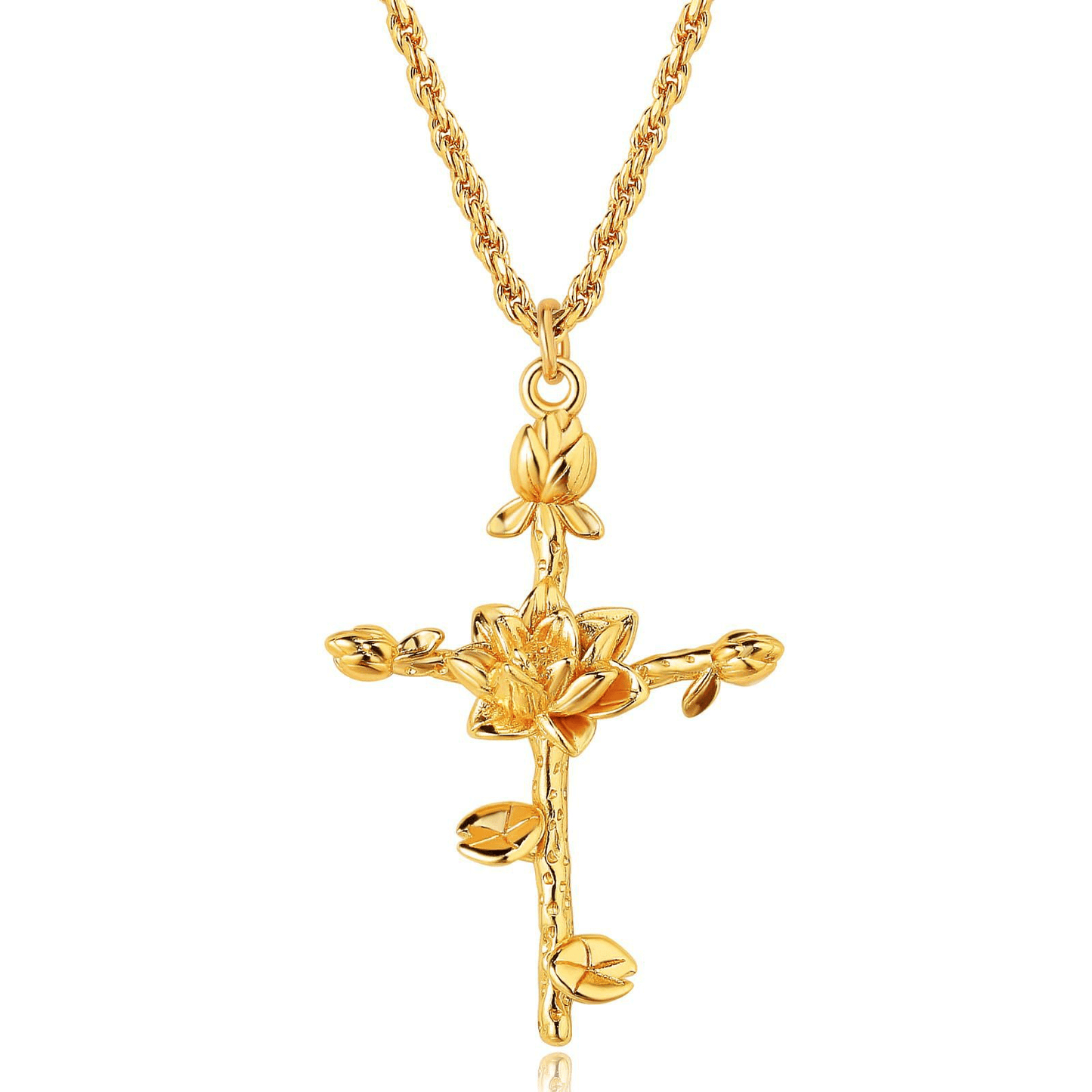 Floral Cross Pendant Neckalce