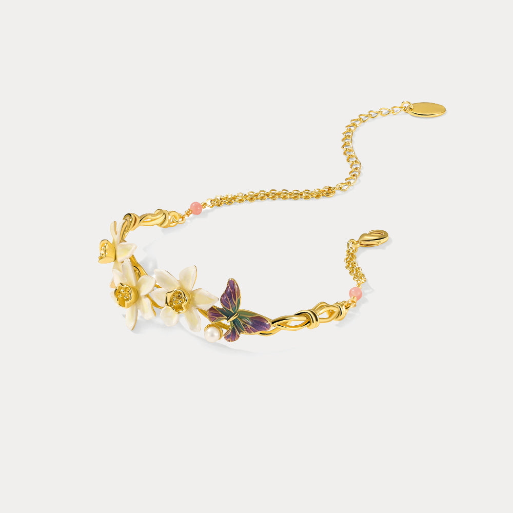 Daffodils Bracelet With Butterfly