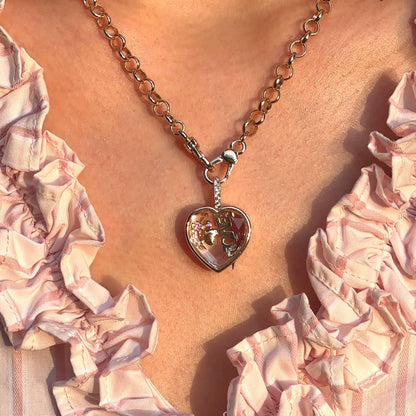 Personalized Heart Charm Box Necklace