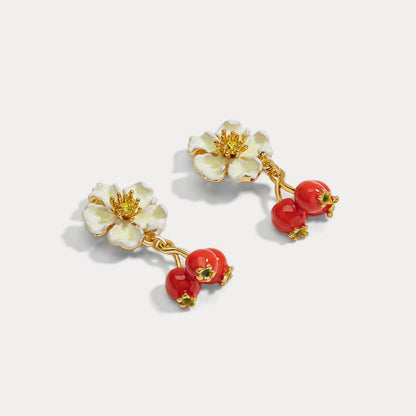 Cranberry Flower Earrings