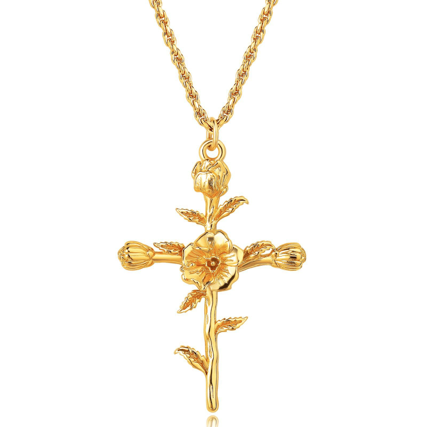 Floral Cross Pendant Neckalce