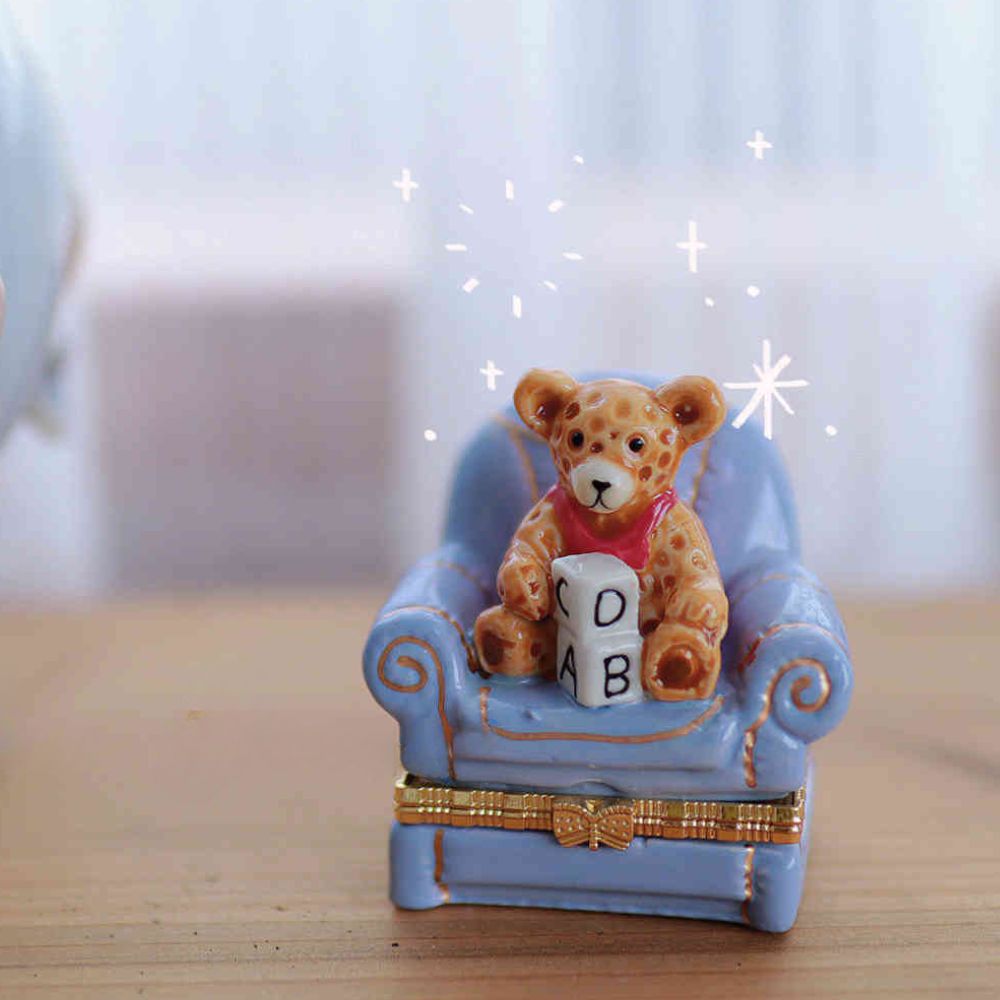 Teddy Bear in Chair Trinket Box