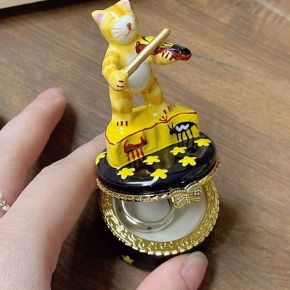 Cat Playing Violin Trinket Box