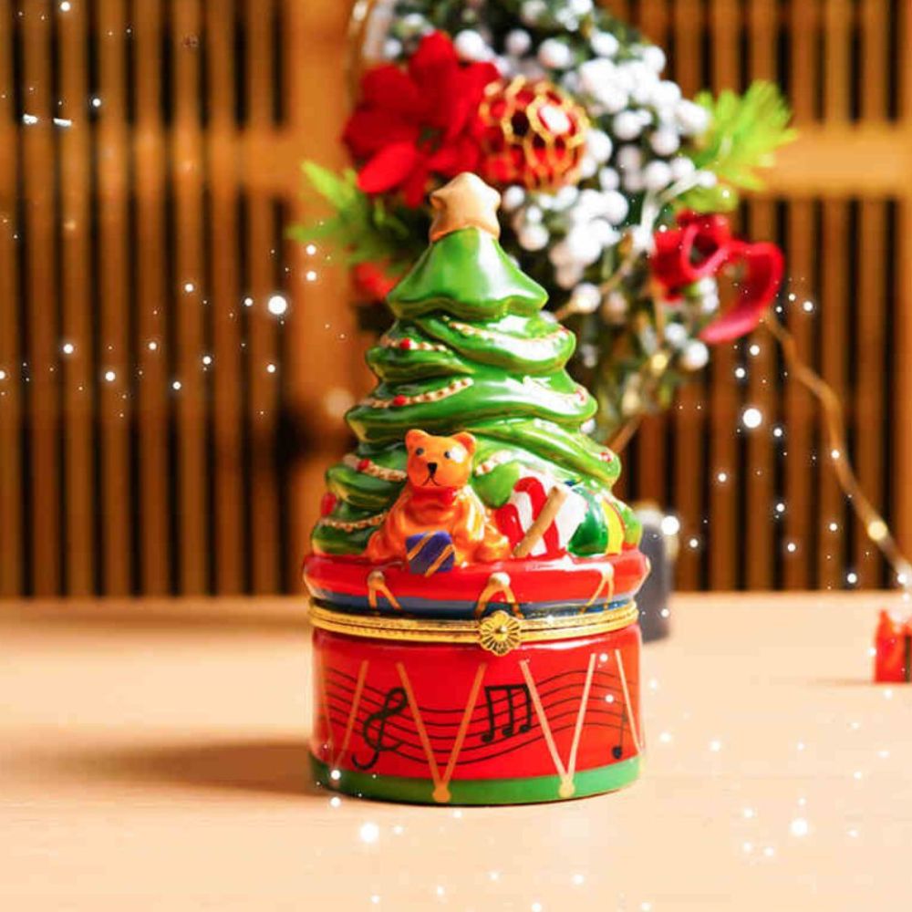 Christmas Tree Drum & Teddy Bear Trinket Box