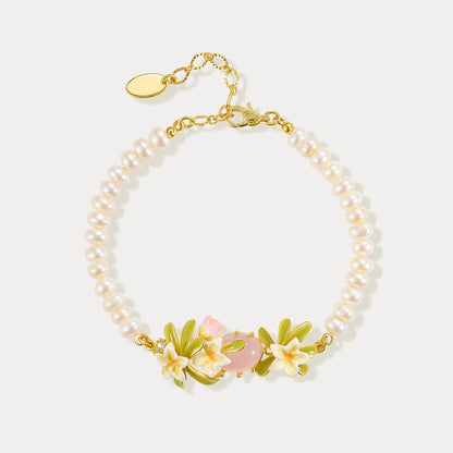 Plumeria Pearl Bracelet