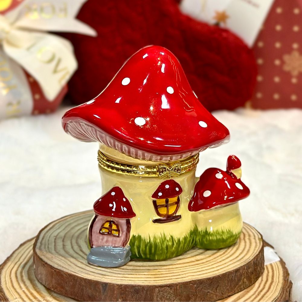 Mushroom Cottage Trinket Box